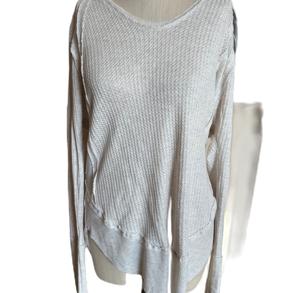 We Th Free Free People Women’s Thermal Waffle Cut Catalina Ivory Top. Size Med - Picture 2 of 10